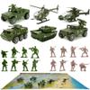 23-Pack Die-Cast Military Vehicles Set - Alloy Metal Army Soldiers, 16-Pack, Playmat, Mini Tank, Helicopter Playset for Kids Boys view 1