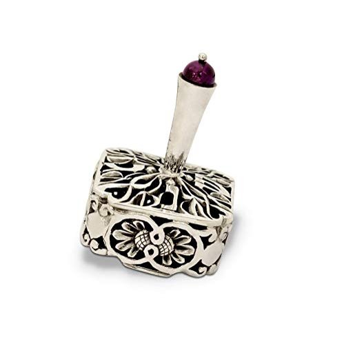 Sterling silver dreidel with Semi-precious stone Handmade Hanukkah gifts Amethyst Purple & Lapis Blue Hebrew letters