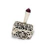 Sterling silver dreidel with Semi-precious stone Handmade Hanukkah gifts Amethyst Purple & Lapis Blue Hebrew letters view 1