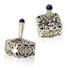 Sterling silver dreidel with Semi-precious stone Handmade Hanukkah gifts Amethyst Purple & Lapis Blue Hebrew letters view 3