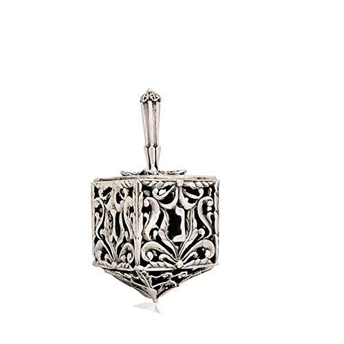 Large Square Sterling silver dreidel with Hebrew words a great miracle happened there with Vintage design