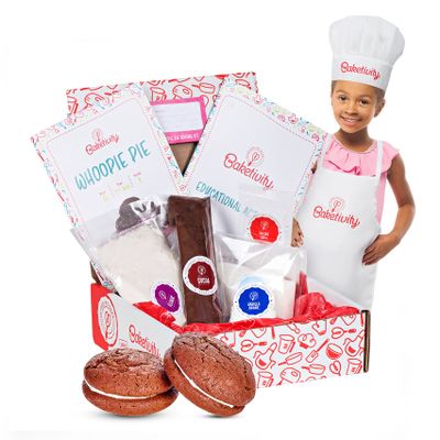 Baketivity Kids Baking DIY Activity Kit - Bake Delicious WhoopiePie with Pre-Measured Ingredients Best Gift Idea for Boys and Girls Ages 4-12 Includes Free Hat and Apron