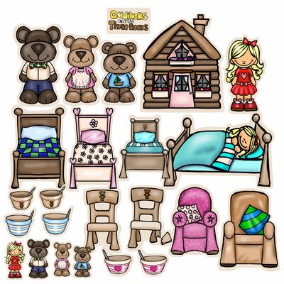 Story Time Felts Goldilocks & The Three Bears Felt Figures Flannel Board Stories (Medium)