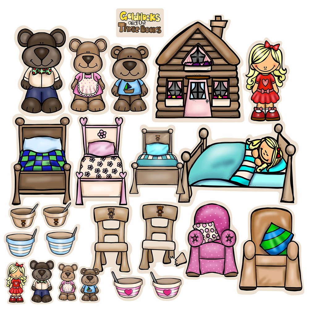 Story Time Felts Goldilocks & The Three Bears Felt Figures Flannel Board Stories (Medium)