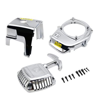 FLMLF Chrome RC Cover Kit (Pull Starter+Cylinder Cover+Side Cover+Screws) for 23CC-30.5CC Zenoah Chongyang TS ROVAN Baja Losi 5ive-T DBXL