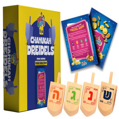 Izzy 'n' Dizzy Hanukkah Wooden Dreidel (Pack of 10) - Medium