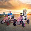 HONEY JOY Go Kart for Kids, 4 Wheel Quad Off-Road Pedal On Foot Go Cart w/Steering Wheels & Adjustable Seat, 2 Safety Brakes, EVA Tires, Clutch, Outdoor Racer Ride On Pedal Car (Red) view 2