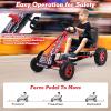 HONEY JOY Go Kart for Kids, 4 Wheel Quad Off-Road Pedal On Foot Go Cart w/Steering Wheels & Adjustable Seat, 2 Safety Brakes, EVA Tires, Clutch, Outdoor Racer Ride On Pedal Car (Red) view 3
