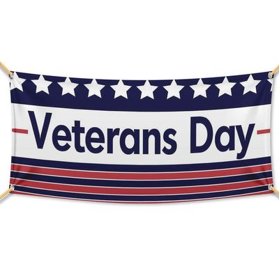 VictoryStore Veterans Day Banner Waterproof Vinyl Banner (4 Feet By 8 Feet, Stripes)