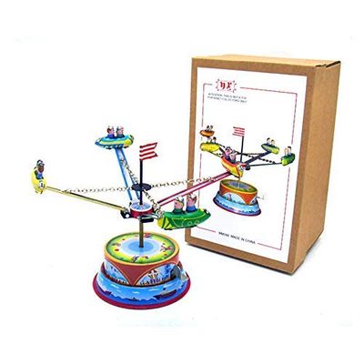 Charmgle Funny Wind-Up Rotating Spaceship Game Tin Toys Amusement Park Theme Novelty Christmas Party Favors