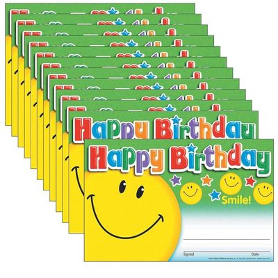 (12 Pk) Awards Happy Birthday Smile - 30 Pieces - Educational And Learning Activities For Kids