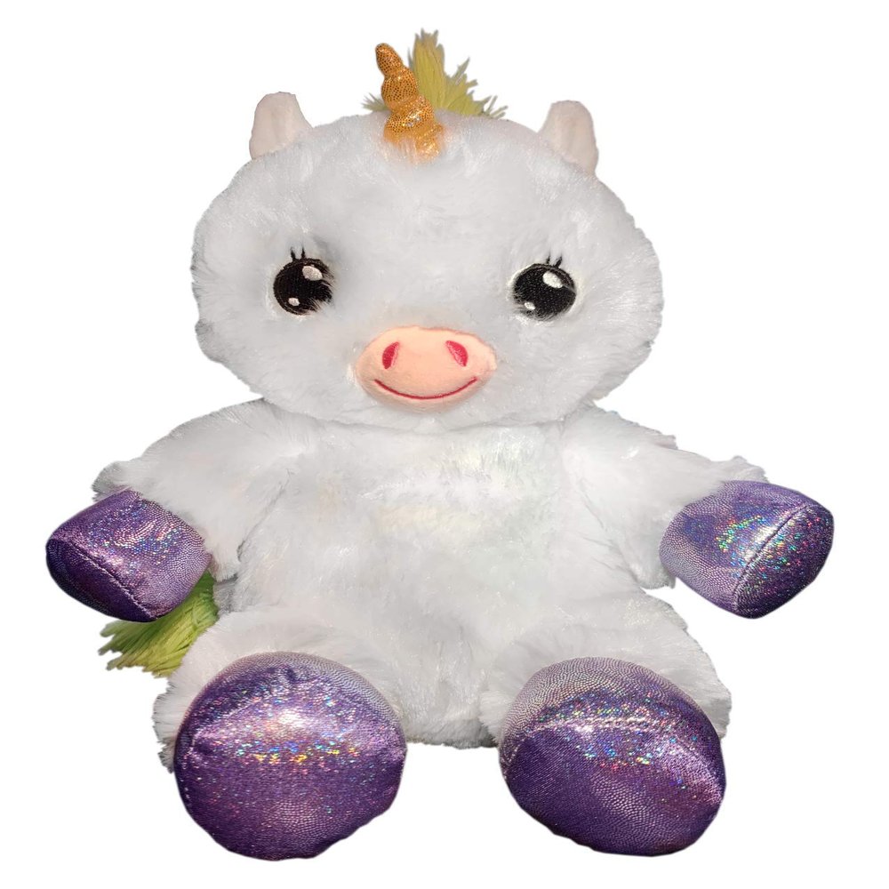Happy Nappers: Lullabrites Unicorn - Musical Light Up Bedtime Plush - White & Green - Plays 3 Lullabies, Soft Animal, Day & Night Soothing Toy, Kids