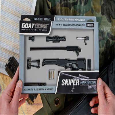 GoatGuns Miniature Sniper Model Black | 1:3 Scale Die Cast Metal Build Kit