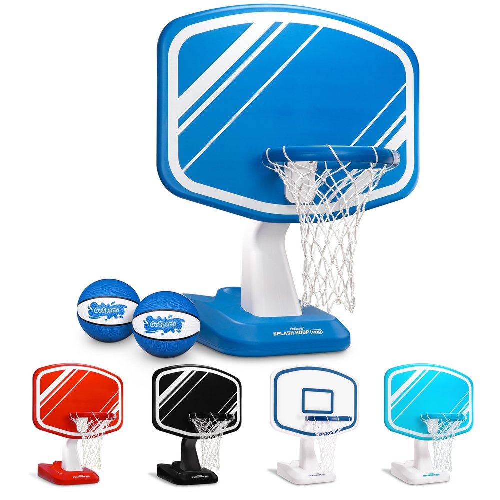 GoSports Splash Hoop Swimming Pool Basketball Game, Includes Poolside Water Basketball Hoop, 2 Balls and Pump Choose Your Style