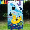 Blulu Ocean Animal Toss Games Banner with 4 Bean Bags Toss Game Indoor Outdoor Dolphin Whale Octopus Blue Birthday Party Decorations for Ocean Animal Theme Party Supplies Photo Background Backdrop view 1