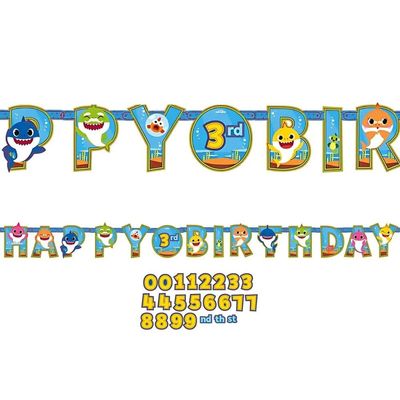 Baby Shark Happy Birthday Jumbo Add An Age Banner - 10.5' x 10" (Pack Of 1) - Multicolor Party Decoration - Great For Themed Parties & Events