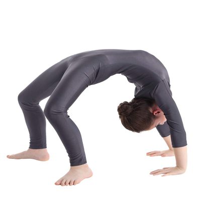 Agoky Little Girls Boys Long Sleeve Full Body Unitard Bodysuit Tight Kids Gymnastics Leotard Dance Costumes Dark Gray 5-6
