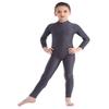 Agoky Little Girls Boys Long Sleeve Full Body Unitard Bodysuit Tight Kids Gymnastics Leotard Dance Costumes Dark Gray 5-6 view 2