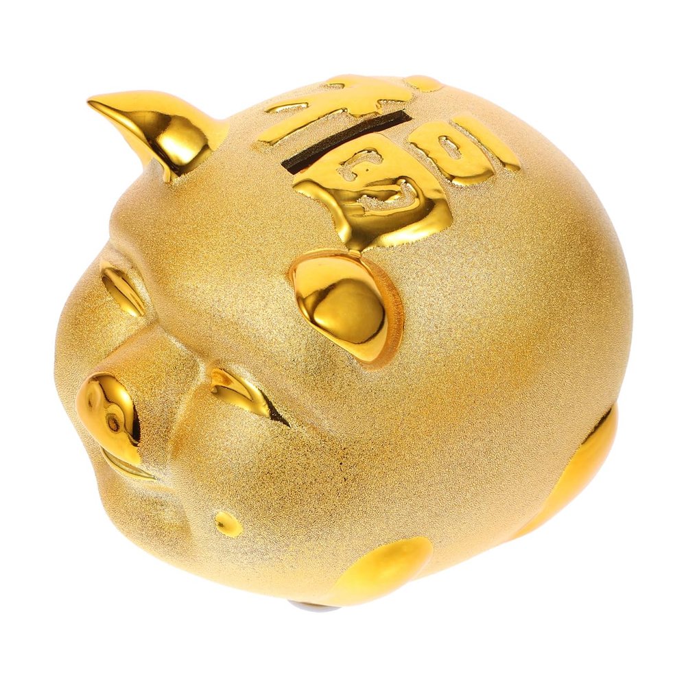 Healifty Adorable Resin Piggy Bank for Coin Storage Large Piggy Bank for Boys and Girls Money Box