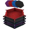 SIQUK 4 Pieces Dice Tray Set Foldable Dice Trays Hexagon Dice Rolling Tray PU Leather Dice Holder for Dice Games Like RPG, DND and Other Table Games (Red, Black, Blue and Violet) view 1