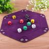 SIQUK 4 Pieces Dice Tray Set Foldable Dice Trays Hexagon Dice Rolling Tray PU Leather Dice Holder for Dice Games Like RPG, DND and Other Table Games (Red, Black, Blue and Violet) view 4