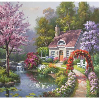 Anatolian Puzzle -Spring Cottage in Full Bloom 1500 Piece Jigsaw Puzzle # 4556