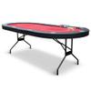 Hathaway Fourth Street Folding Texas Holdem Table  10-Player Quick Folding Poker Table with Burgundy Felt Padded Surface  Includes Playing Cards, Clay Chip Set & Carrying Bag  Red view 1