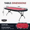 Hathaway Fourth Street Folding Texas Holdem Table  10-Player Quick Folding Poker Table with Burgundy Felt Padded Surface  Includes Playing Cards, Clay Chip Set & Carrying Bag  Red view 2