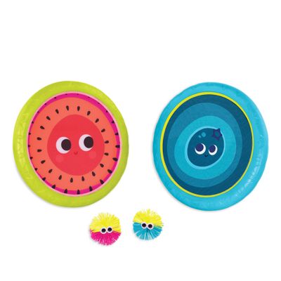 B. toys  Paddle Ball Game  Hand Trampoline Set  Poppin Paddles  2 Bouncy Discs & 2 Balls  Catch & Toss Sports Games for Kids  3+ Years