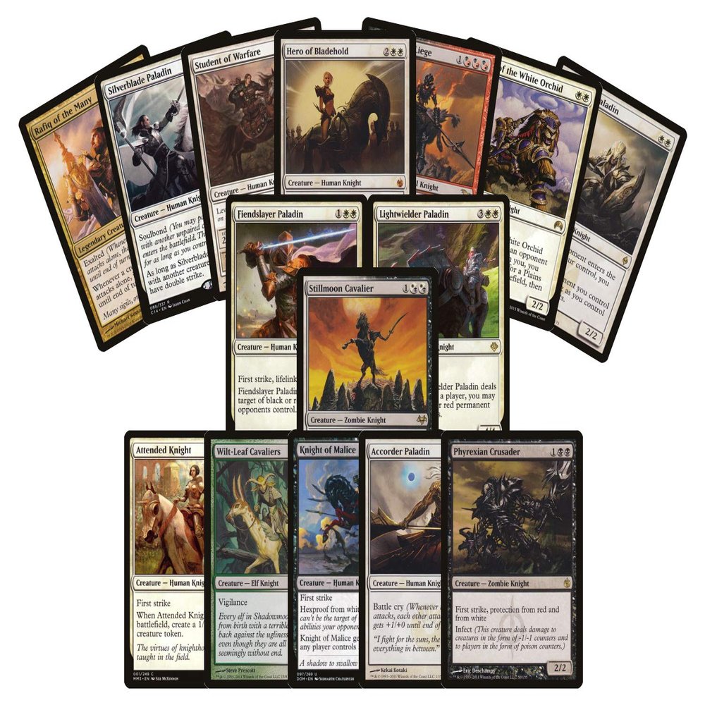 25 Magic Card Knight Lot - 3 Rares/Mythics, 25+ Commons/Uncommons, and Foils!