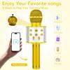 KIDWILL Wireless Bluetooth Karaoke Microphone for Kids, 5-in-1 Portable Handheld Karaoke Mic Speaker Player Recorder with Adjustable Remix FM Radio for Kids Girls Boys Teens Birthday (Gold) view 3