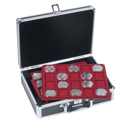 Lighthouse Coin case Cargo S6 for 120 10- / 20-Euro Coins in Capsules, Black/Silver