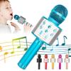 KIDWILL Wireless Bluetooth Karaoke Microphone for Kids, 5-in-1 Portable Handheld Karaoke Mic Speaker Player Recorder with Adjustable Remix FM Radio for Kids Girls Boys Teens Birthday (858-Blue) view 1