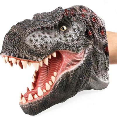 Gemini&Genius Dinosaur Toys Tyrannosaurus Rex Hand Puppets Large Soft Rubber T-Rex Head Hand Puppet Animal Toys for Role Play Storytelling Cake Topper for Kids