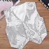 Aislor Kids Big Boys Sparkly Vest Shirt Jacket Jazz Hip Hop Stage Performance Waistcoat Coat Silver 9-10 Years view 3