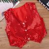 Aislor Kids Big Boys Sparkly Vest Shirt Jacket Jazz Hip Hop Stage Performance Waistcoat Coat Red 8-9 Years view 3