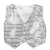 Aislor Kids Big Boys Sparkly Vest Shirt Jacket Jazz Hip Hop Stage Performance Waistcoat Coat Silver 7-8 Years view 1