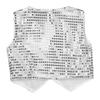 Aislor Kids Big Boys Sparkly Vest Shirt Jacket Jazz Hip Hop Stage Performance Waistcoat Coat Silver 7-8 Years view 2