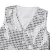 Aislor Kids Big Boys Sparkly Vest Shirt Jacket Jazz Hip Hop Stage Performance Waistcoat Coat Silver 7-8 Years view 4