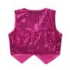 Aislor Kids Big Boys Sparkly Vest Shirt Jacket Jazz Hip Hop Stage Performance Waistcoat Coat Rose Red 9-10 Years view 2