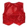 Aislor Kids Big Boys Sparkly Vest Shirt Jacket Jazz Hip Hop Stage Performance Waistcoat Coat Red 9-10 Years view 2