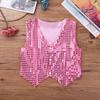 Aislor Kids Big Boys Sparkly Vest Shirt Jacket Jazz Hip Hop Stage Performance Waistcoat Coat Pink 7-8 Years view 3