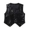 Aislor Kids Big Boys Sparkly Vest Shirt Jacket Jazz Hip Hop Stage Performance Waistcoat Coat Black 7-8 Years view 1