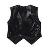 Aislor Kids Big Boys Sparkly Vest Shirt Jacket Jazz Hip Hop Stage Performance Waistcoat Coat Black 7-8 Years view 2
