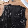 Aislor Kids Big Boys Sparkly Vest Shirt Jacket Jazz Hip Hop Stage Performance Waistcoat Coat Black 7-8 Years view 3