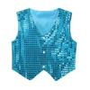 Aislor Kids Big Boys Sparkly Vest Shirt Jacket Jazz Hip Hop Stage Performance Waistcoat Coat Light Blue 8-9 Years view 1