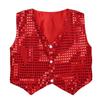 Aislor Kids Big Boys Sparkly Vest Shirt Jacket Jazz Hip Hop Stage Performance Waistcoat Coat Red 7-8 Years view 1
