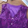 Aislor Kids Big Boys Sparkly Vest Shirt Jacket Jazz Hip Hop Stage Performance Waistcoat Coat Purple 7-8 Years view 3