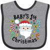 inktastic Baby's 1st Christmas Santa with Candy Canes Baby Bib Heather and Black 38fc4 view 1