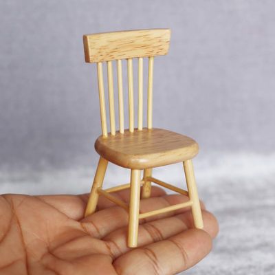 1:12 Dollhouse Miniature Handmade Bamboo Chair Home Yard Furniture; Lot 4 Chairs; High 3"